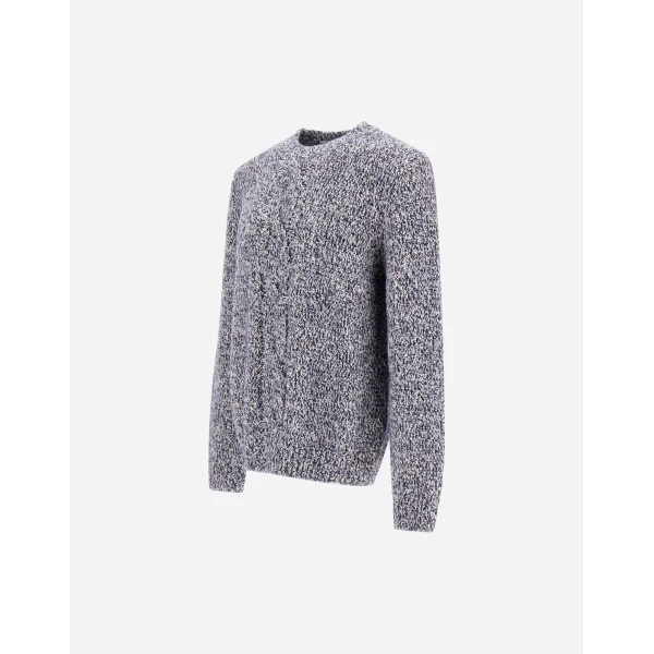 Herno Wool Jumper with Buttoned Detail in Navy Blue | Men's Knitwear | Luxury Shoes 