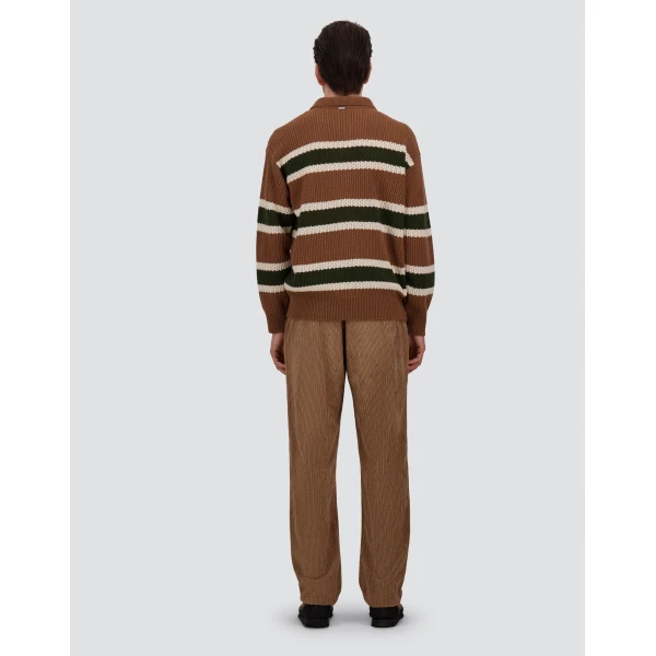 Herno Wool Polo Shirt with Openwork Knit in Copper | Men's T-Shirts and Polos | Luxury Shoes 