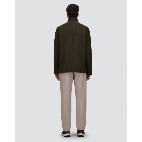 Herno Wool, Silk and Suede Effect Jacket in Light Military | Men's Jackets | Luxury Shoes 