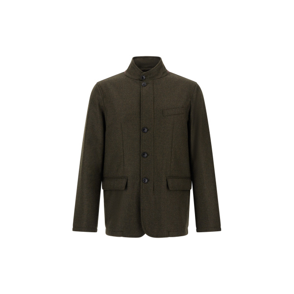 Herno Wool, Silk and Suede Effect Jacket in Light Military | Men's Jackets | Luxury Shoes 