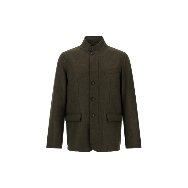 Herno Wool, Silk and Suede Effect Jacket in Light Military | Men's Jackets | Luxury Shoes 