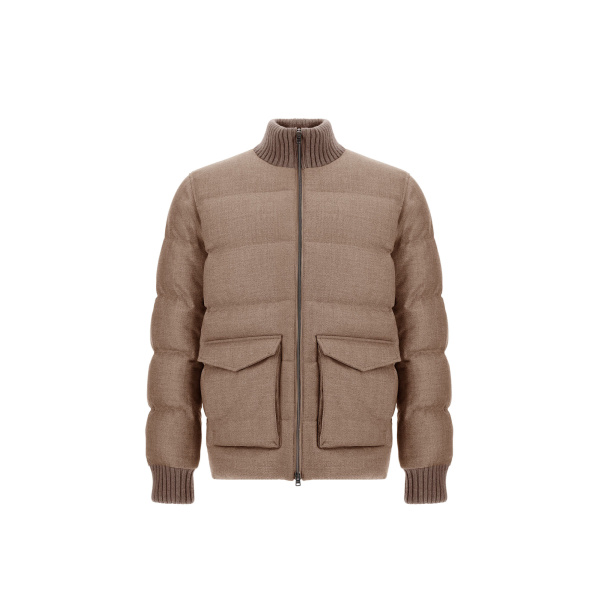 Herno Wool Tweed Bomber Jacket in Chantilly | Men's Jackets | Luxury Shoes 