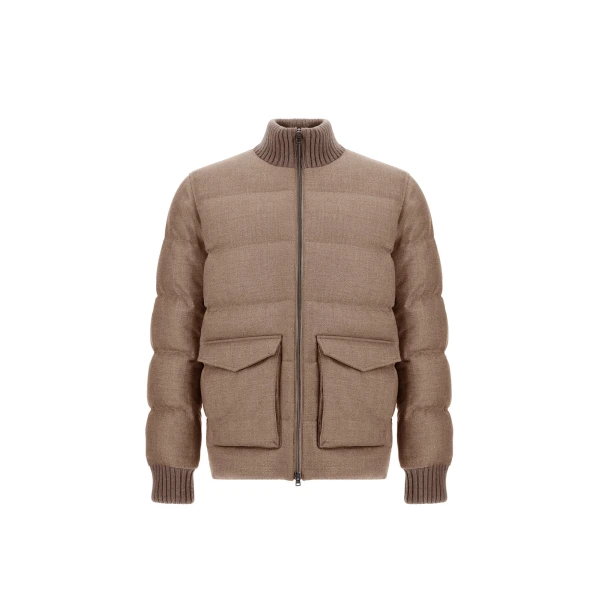 Herno Wool Tweed Bomber Jacket in Chantilly | Men's Jackets | Luxury Shoes 