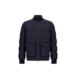 Herno Wool Tweed Bomber Jacket in Navy Blue | Men's Jackets | Luxury Shoes 