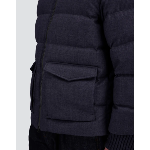 Herno Wool Tweed Bomber Jacket in Navy Blue | Men's Jackets | Luxury Shoes 