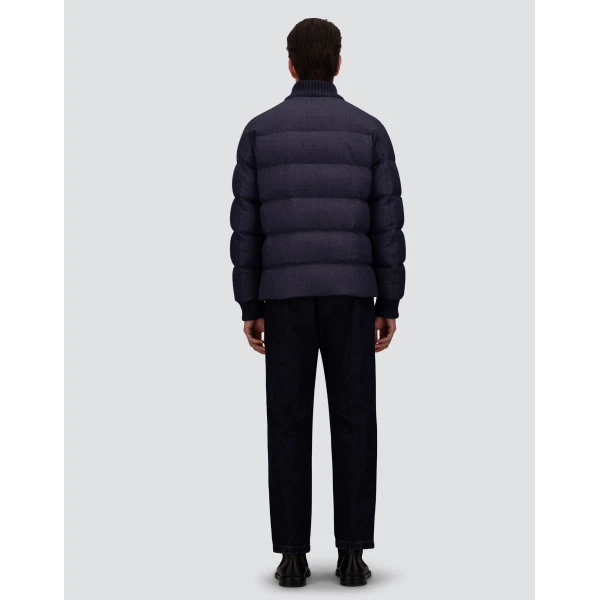 Herno Wool Tweed Bomber Jacket in Navy Blue | Men's Jackets | Luxury Shoes 