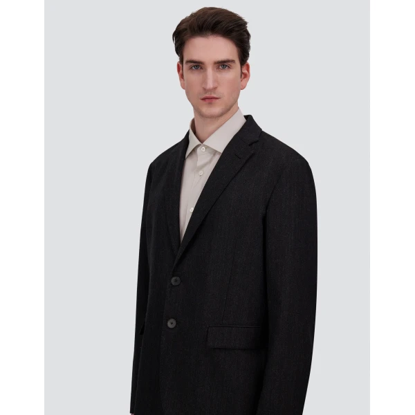 Herno Wool Twill Blazer in Iron | Men's Jackets | Luxury Shoes 