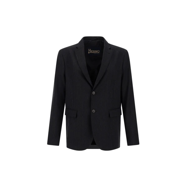 Herno Wool Twill Blazer in Iron | Men's Jackets | Luxury Shoes 