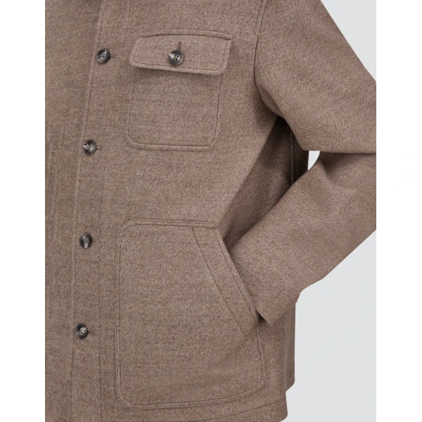 Herno Wool Twill Shacket in Chantilly | Men's Jackets | Luxury Shoes 