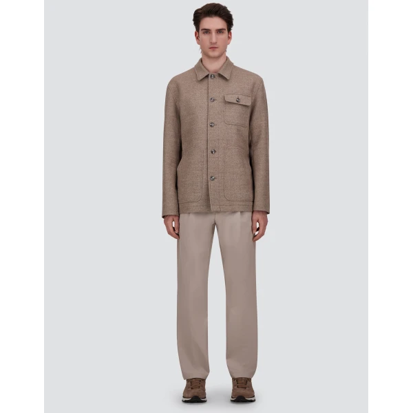 Herno Wool Twill Shacket in Chantilly | Men's Jackets | Luxury Shoes 