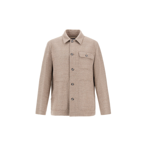 Herno Wool Twill Shacket in Chantilly | Men's Jackets | Luxury Shoes 