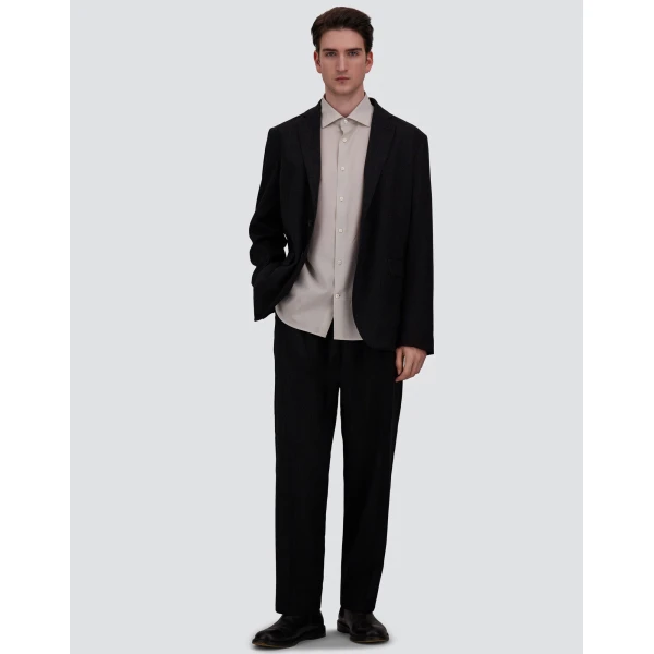 Herno Wool Twill Trousers in Iron | Men's Trousers | Luxury Shoes 
