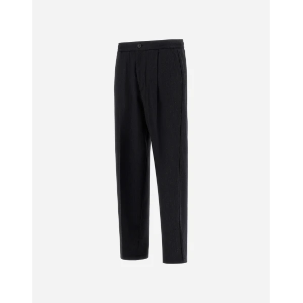 Herno Wool Twill Trousers in Iron | Men's Trousers | Luxury Shoes 