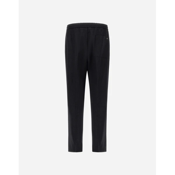 Herno Wool Twill Trousers in Iron | Men's Trousers | Luxury Shoes 