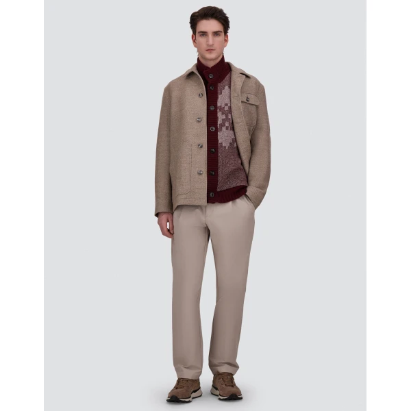 Herno Wool and Cashmere Cardigan with Norwegian Pattern in Bordeaux | Men's Knitwear | Luxury Shoes 