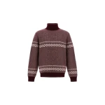 Herno Wool and Cashmere Roll-Neck Jumper with Norwegian Pattern in Bordeaux | Men's Knitwear | Luxury Shoes 
