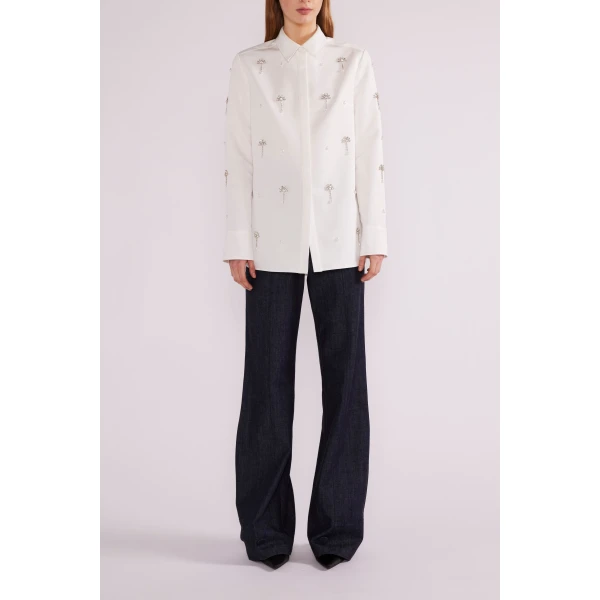 Huishan Zhang Benedict Shirt in White Japanese Faille | Shirts | Luxury Shoes 