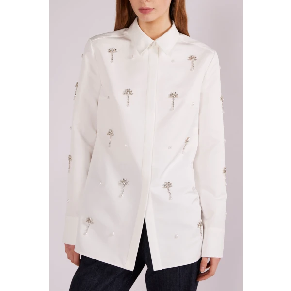 Huishan Zhang Benedict Shirt in White Japanese Faille | Shirts | Luxury Shoes 