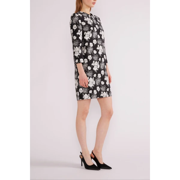 Huishan Zhang Carlotta Mini Dress in Black and White Jacquard | Mini Dresses | Luxury Shoes 