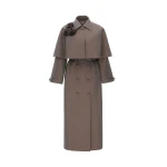 Huishan Zhang Eden Coat in Brown Embroidered Cotton Trench | Trench Coat | Luxury Shoes 