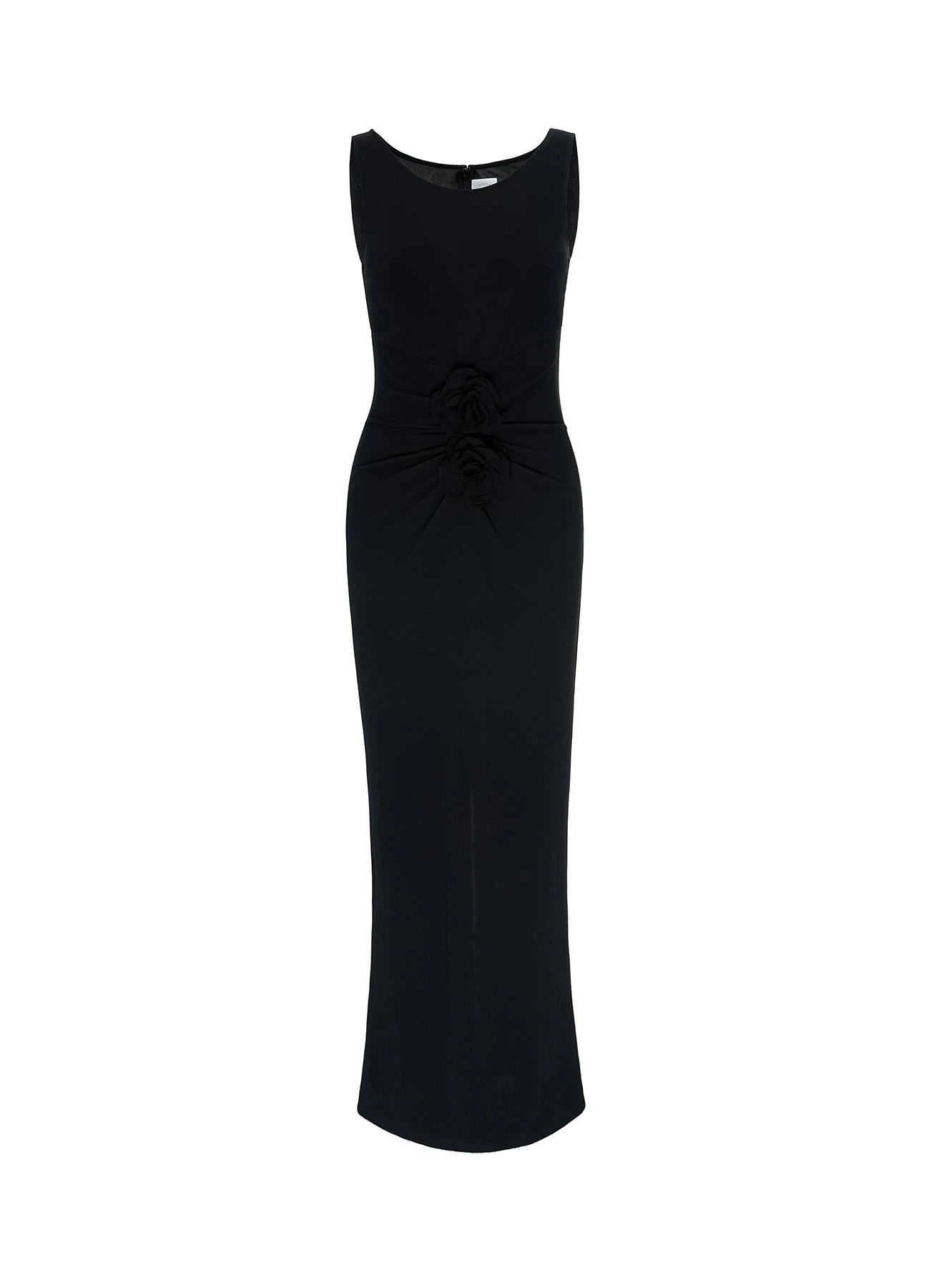 Eleni Midi Dress in Black Crepe Jersey