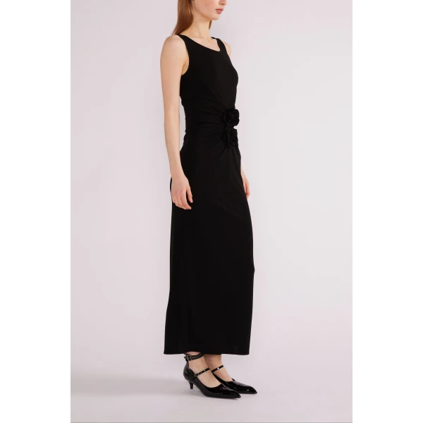 Huishan Zhang Eleni Midi Dress in Black Crepe Jersey | Midi Dresses | Luxury Shoes 