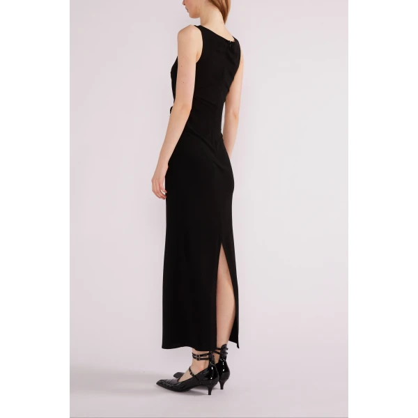 Huishan Zhang Eleni Midi Dress in Black Crepe Jersey | Midi Dresses | Luxury Shoes 
