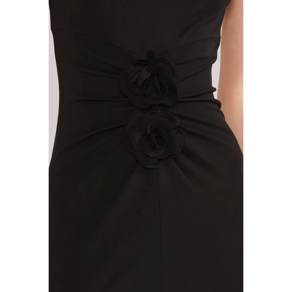 Huishan Zhang Eleni Midi Dress in Black Crepe Jersey | Midi Dresses | Luxury Shoes 