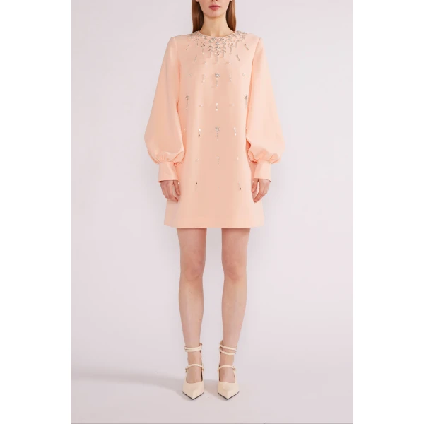 Huishan Zhang Farah Mini Dress in Apricot Sable | Mini Dresses | Luxury Shoes 