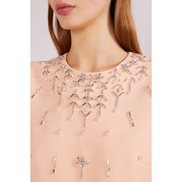 Huishan Zhang Farah Mini Dress in Apricot Sable | Mini Dresses | Luxury Shoes 