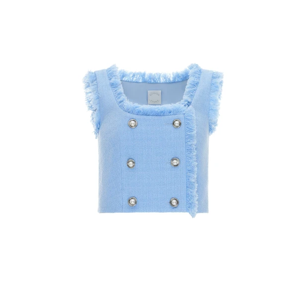 Lara Top in Sky Blue Tweed