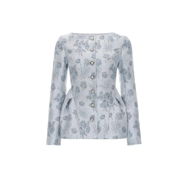 Mara Jacket in Light Blue Jacquard