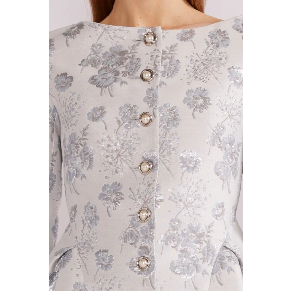 Huishan Zhang Mara Jacket in Light Blue Jacquard | Jackets | Luxury Shoes 