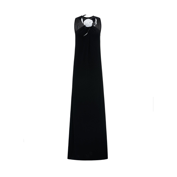 Huishan Zhang Mia Gown in Black Crepe Jersey | Evening Gowns | Luxury Shoes 