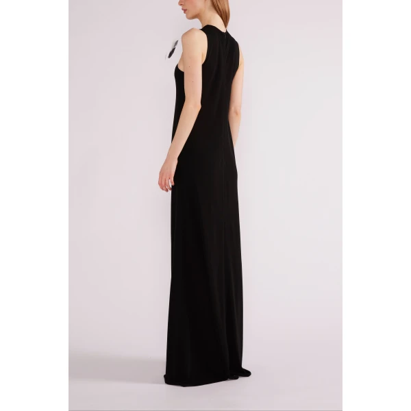 Huishan Zhang Mia Gown in Black Crepe Jersey | Evening Gowns | Luxury Shoes 