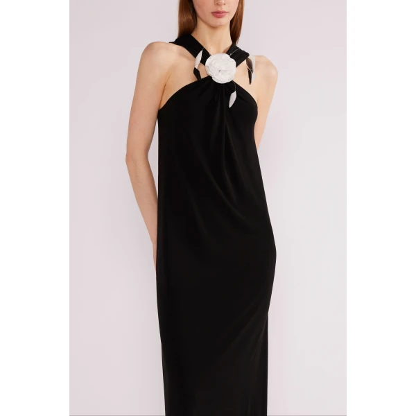 Huishan Zhang Mia Gown in Black Crepe Jersey | Evening Gowns | Luxury Shoes 