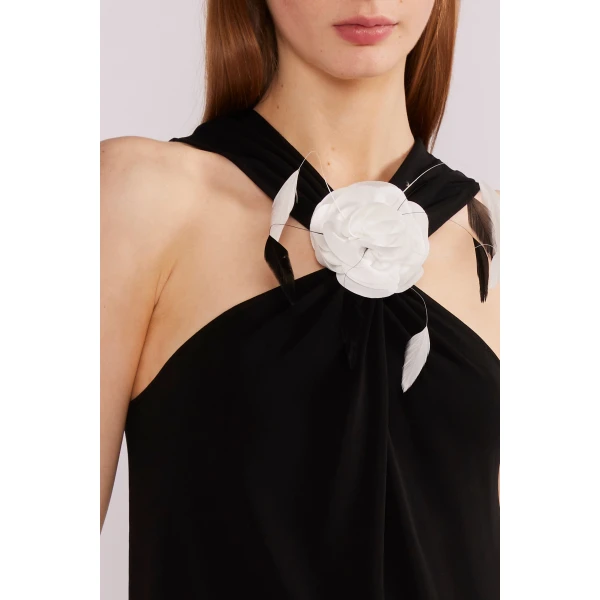 Huishan Zhang Mia Gown in Black Crepe Jersey | Evening Gowns | Luxury Shoes 