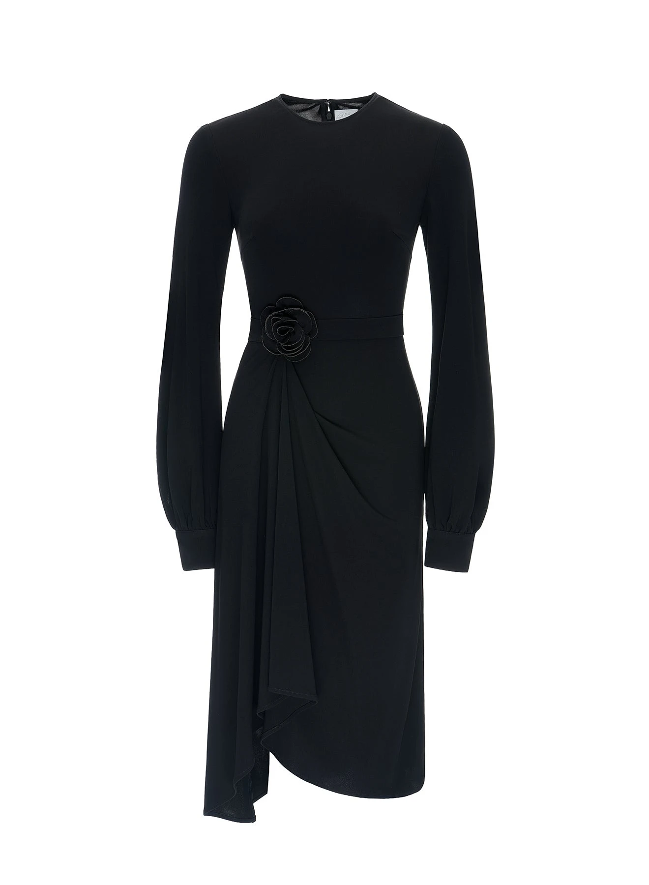 Reese Midi Dress in Black Crepe Jersey