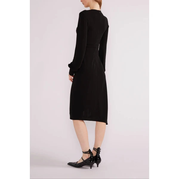 Huishan Zhang Reese Midi Dress in Black Crepe Jersey | Midi Dresses | Luxury Shoes 