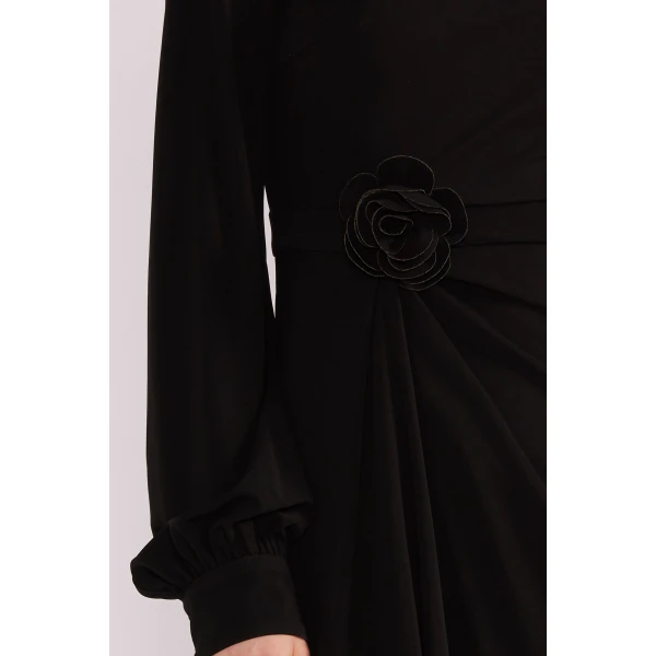 Huishan Zhang Reese Midi Dress in Black Crepe Jersey | Midi Dresses | Luxury Shoes 