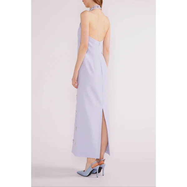 Huishan Zhang Vic Midi Dress in Pale Blue Sable | Midi Dresses | Luxury Shoes 