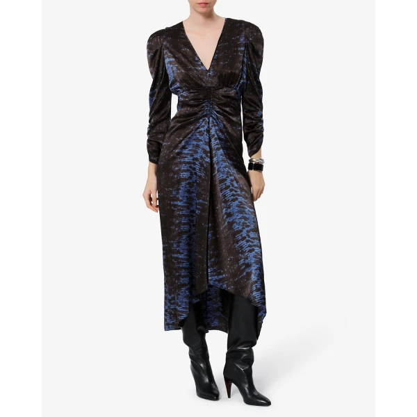 Isabel Marant Albini Silk Dress in Midnight | Midi Dresses | Luxury Shoes 