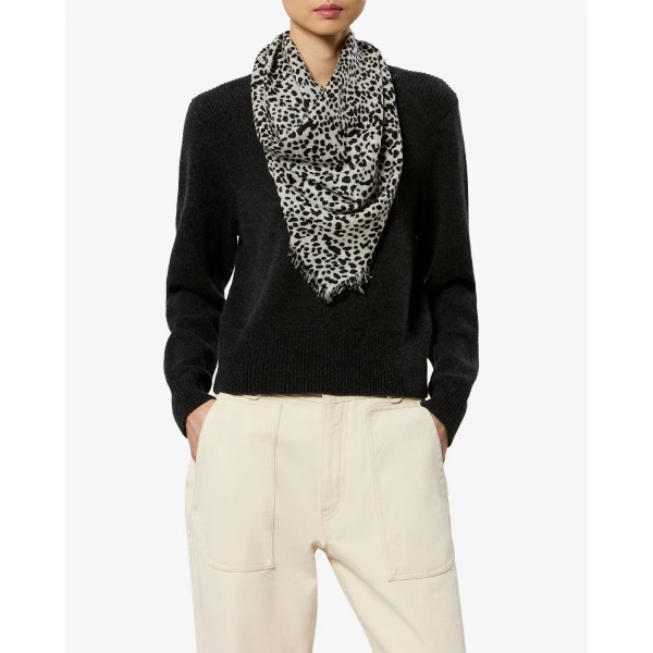 Isabel Marant Alecia Cashmere Scarf in Beige and Black | Scarves | Luxury Shoes 