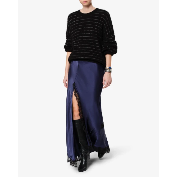 Isabel Marant Alexandra Silk Skirt in Midnight | Maxi Skirts | Luxury Shoes 