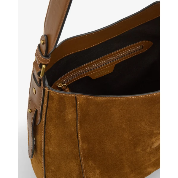 Isabel Marant Altay Hobo Bag in Suede Leather, Cognac | Shoulder & Crossbody Bags | Luxury Shoes 