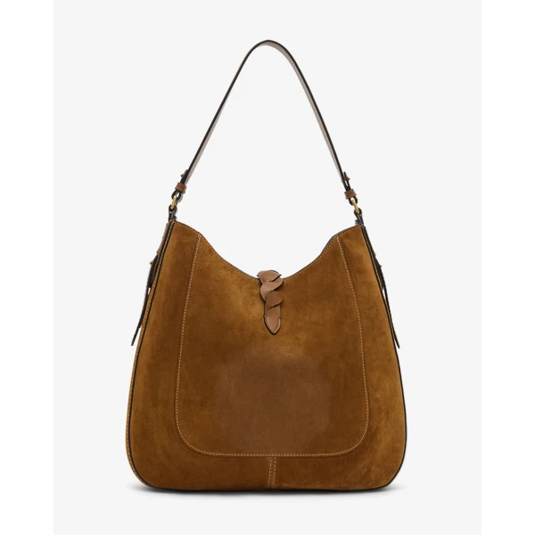 Isabel Marant Altay Hobo Bag in Suede Leather, Cognac | Shoulder & Crossbody Bags | Luxury Shoes 