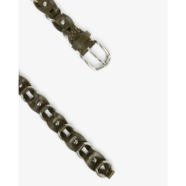 Isabel Marant Bali Bovine Leather Belt in Dark Khaki | Belts | Luxury Shoes 