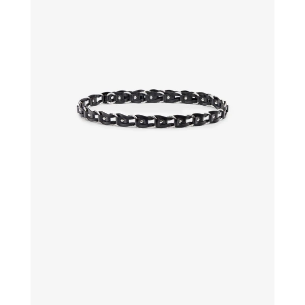 Isabel Marant Bali Hook Leather Belt in Black and Silver | Belts | Luxury Shoes 