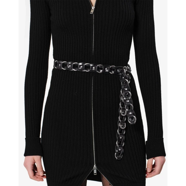 Isabel Marant Bali Hook Leather Belt in Black and Silver | Belts | Luxury Shoes 