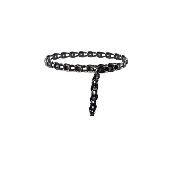 Isabel Marant Bali Hook Leather Belt in Black and Silver | Women | Luxury Shoes 